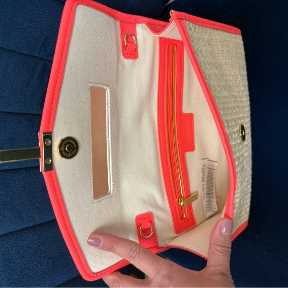 Ted Baker Arthea Orange Trimmed Straw T Clutch - Picture 8 of 10